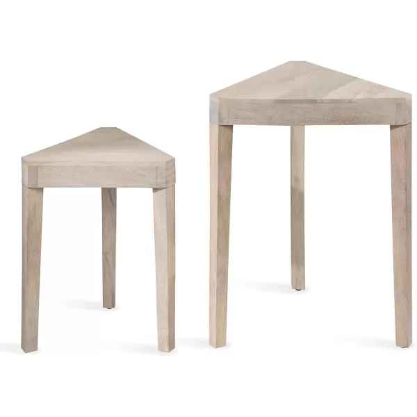 imageKate and Laurel Talcott Decorative Modern Solid Wood Bedroom Nightstand Tables for Storage and Display 2 Piece Natural 2 CountWhite