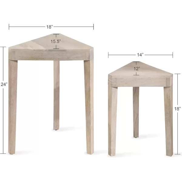 imageKate and Laurel Talcott Decorative Modern Solid Wood Bedroom Nightstand Tables for Storage and Display 2 Piece Natural 2 CountWhite