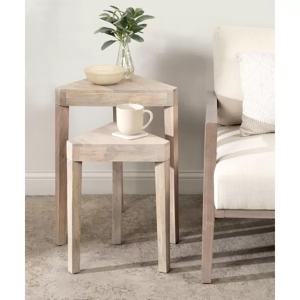 imageKate and Laurel Talcott Decorative Modern Solid Wood Bedroom Nightstand Tables for Storage and Display 2 Piece Natural 2 CountWhite