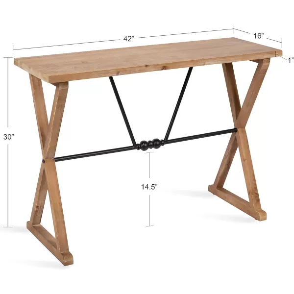 imageKate and Laurel Travere Farmhouse Console Table 42 x 16 x 30 Rustic Brown Decorative Entryway Table with Ornate Rustic Detailing and Premium Distressed Finish