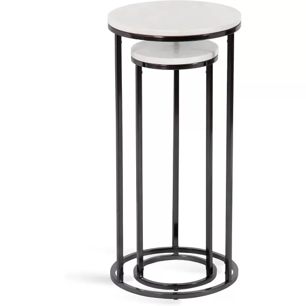 imageKate and Laurel Udorie Modern TwoPiece Nesting Table Set 12 x 25 White and Gunmetal Gray Contemporary Side Table and Drink Table Set with Marble Tabletops for Small SpacesPewter