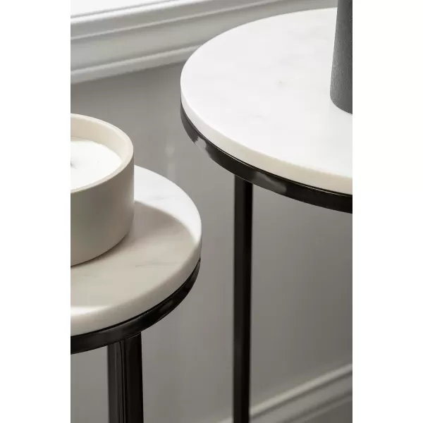 imageKate and Laurel Udorie Modern TwoPiece Nesting Table Set 12 x 25 White and Gunmetal Gray Contemporary Side Table and Drink Table Set with Marble Tabletops for Small SpacesPewter