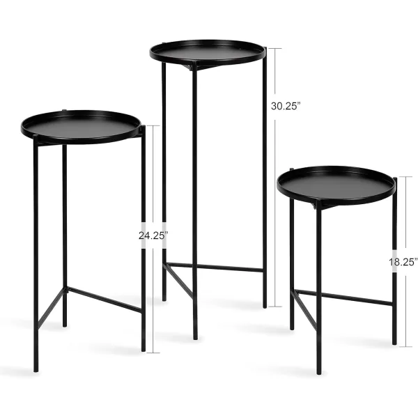 imageKate and Laurel Ulani Modern Glam Round Metal Nesting Accent Table Set 3 Piece GoldBlack