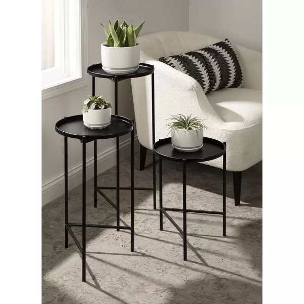 imageKate and Laurel Ulani Modern Glam Round Metal Nesting Accent Table Set 3 Piece GoldBlack