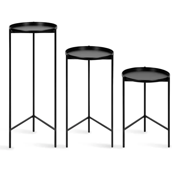 imageKate and Laurel Ulani Modern Glam Round Metal Nesting Accent Table Set 3 Piece GoldBlack