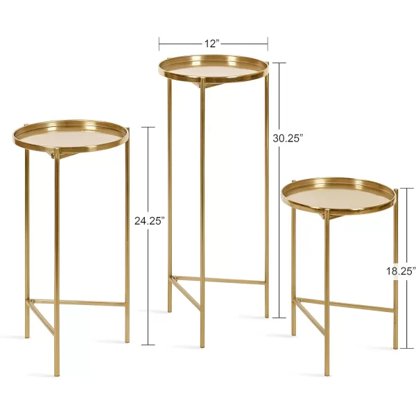 imageKate and Laurel Ulani Modern Glam Round Metal Nesting Accent Table Set 3 Piece GoldGold