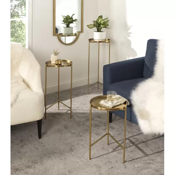 imageKate and Laurel Ulani Modern Glam Round Metal Nesting Accent Table Set 3 Piece GoldGold