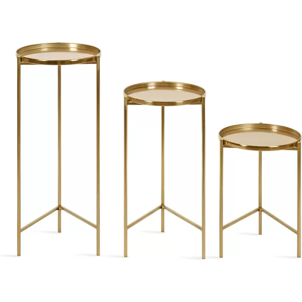 imageKate and Laurel Ulani Modern Glam Round Metal Nesting Accent Table Set 3 Piece GoldGold