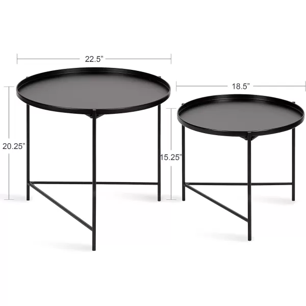 imageKate and Laurel Ulani Modern Nesting Coffee Table Set of 2 Walnut and Gold 225 x 2025 Decorative Sophisticated Mango Wood and Metal End Tables for Display and StorageBlack