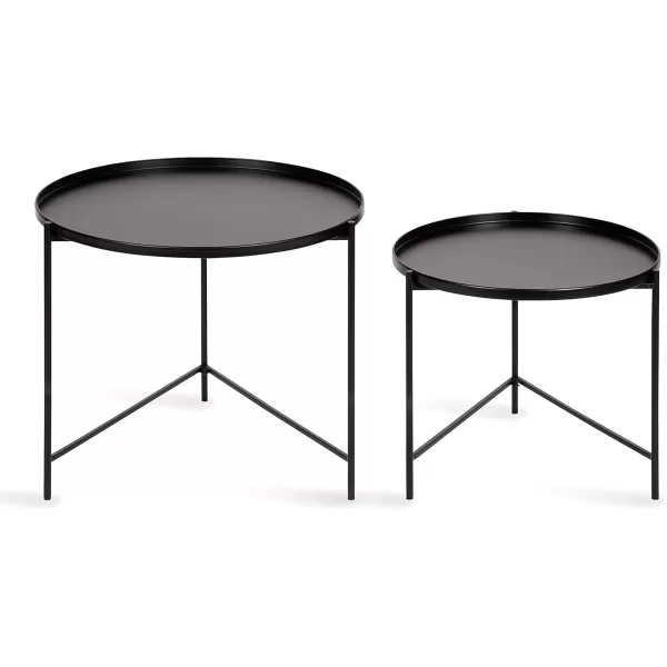 imageKate and Laurel Ulani Modern Nesting Coffee Table Set of 2 Walnut and Gold 225 x 2025 Decorative Sophisticated Mango Wood and Metal End Tables for Display and StorageBlack
