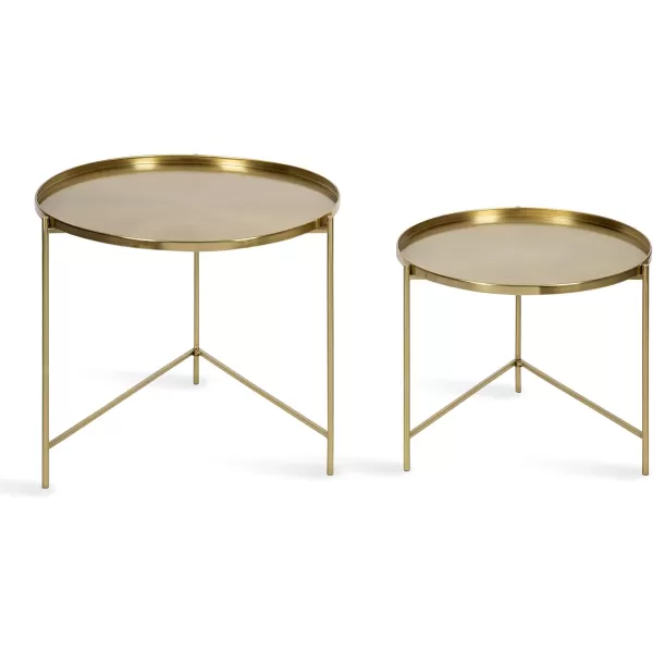 imageKate and Laurel Ulani Modern Nesting Coffee Table Set of 2 Walnut and Gold 225 x 2025 Decorative Sophisticated Mango Wood and Metal End Tables for Display and StorageGold