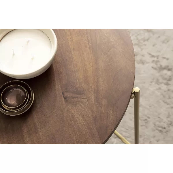 imageKate and Laurel Ulani Modern Nesting Coffee Table Set of 2 Walnut and Gold 225 x 2025 Decorative Sophisticated Mango Wood and Metal End Tables for Display and StorageWalnut BrownGold