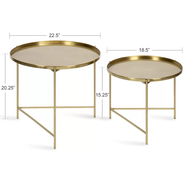 imageKate and Laurel Ulani Modern Nesting Coffee Table Set of 2 Walnut and Gold 225 x 2025 Decorative Sophisticated Mango Wood and Metal End Tables for Display and StorageGold