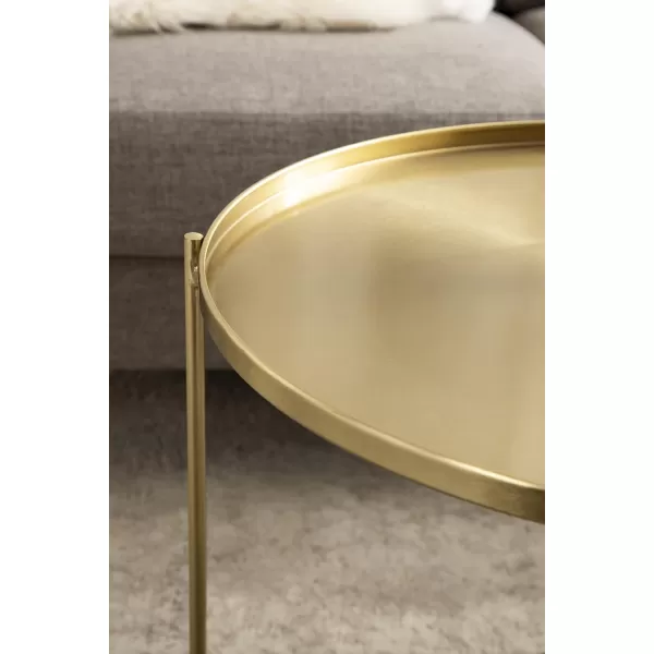 imageKate and Laurel Ulani Modern Nesting Coffee Table Set of 2 Walnut and Gold 225 x 2025 Decorative Sophisticated Mango Wood and Metal End Tables for Display and StorageGold