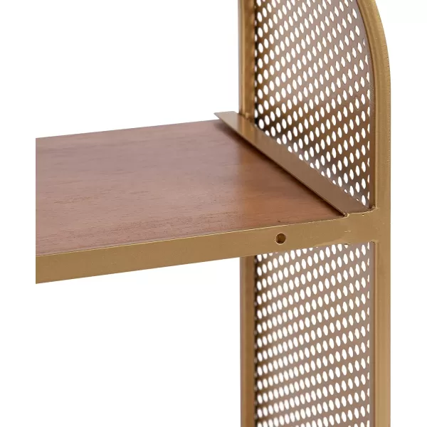 imageKate and Laurel Urso Arch Floating Side Table 20 x 19 Gold Modern Geometric Wood and Metal Shelf