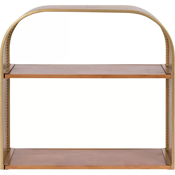 imageKate and Laurel Urso Arch Floating Side Table 20 x 19 Gold Modern Geometric Wood and Metal Shelf
