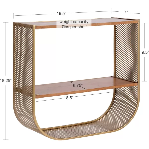 imageKate and Laurel Urso Arch Floating Side Table 20 x 19 Gold Modern Geometric Wood and Metal Shelf