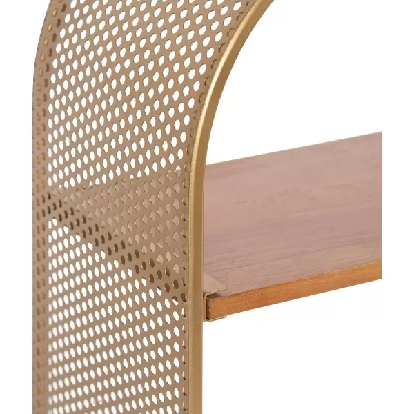 imageKate and Laurel Urso Arch Floating Side Table 20 x 19 Gold Modern Geometric Wood and Metal Shelf