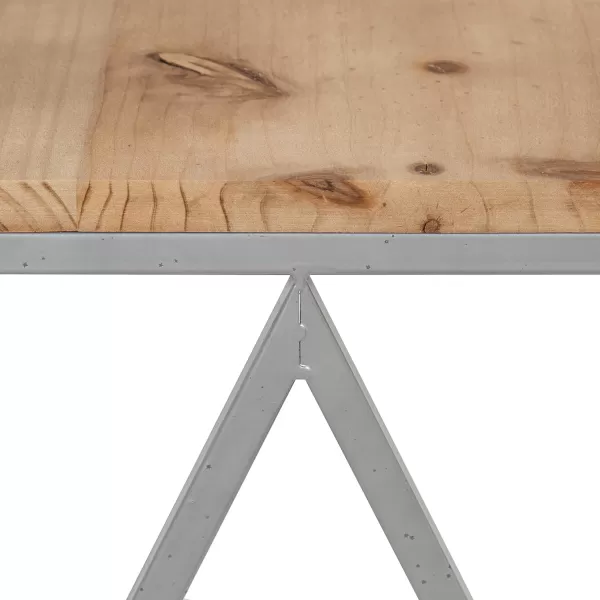 imageKate and Laurel Uzma 2Piece Modern Side Accent Tables Geometric Metal Silver Base with Natural Wood Tops