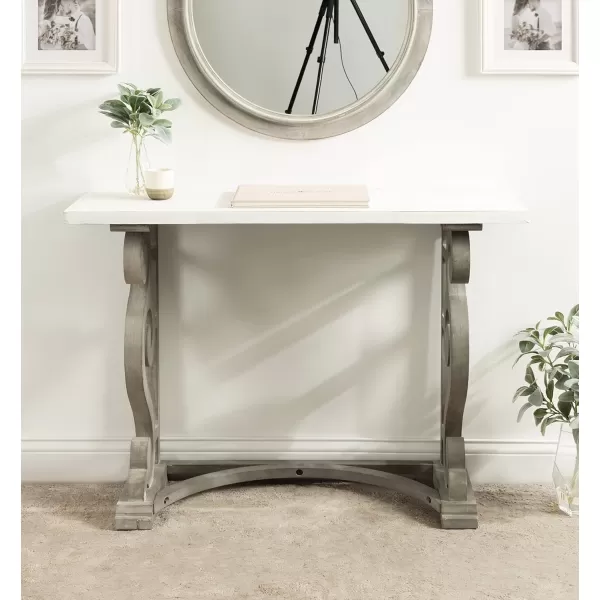 imageKate and Laurel Wyldwood Country French Solid Wood Console Table  RusticWhite Legs  Natural Wood TopGrayWhite