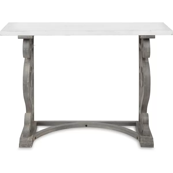 imageKate and Laurel Wyldwood Country French Solid Wood Console Table  RusticWhite Legs  Natural Wood TopGrayWhite