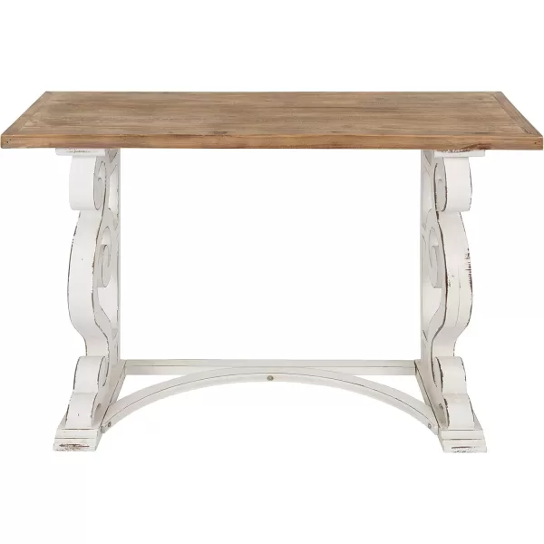 imageKate and Laurel Wyldwood Country French Solid Wood Console Table  RusticWhite Legs  Natural Wood TopRustic BrownWhite