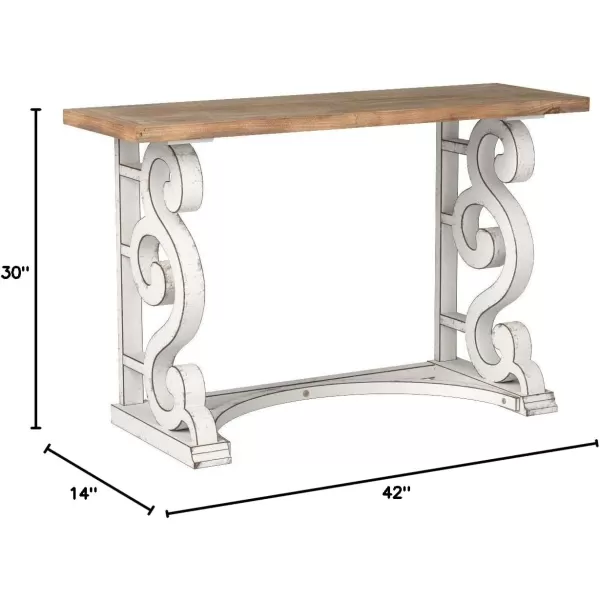 imageKate and Laurel Wyldwood Country French Solid Wood Console Table  RusticWhite Legs  Natural Wood TopRustic BrownWhite