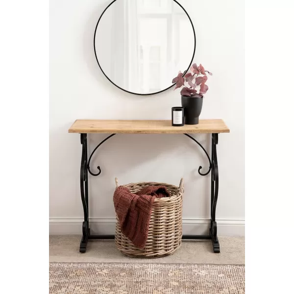 imageKate and Laurel Wyldwood Farmhouse Console Table with Ornate Spiral Metal Base and Solid Wood Tabletop 13x36x30 Black