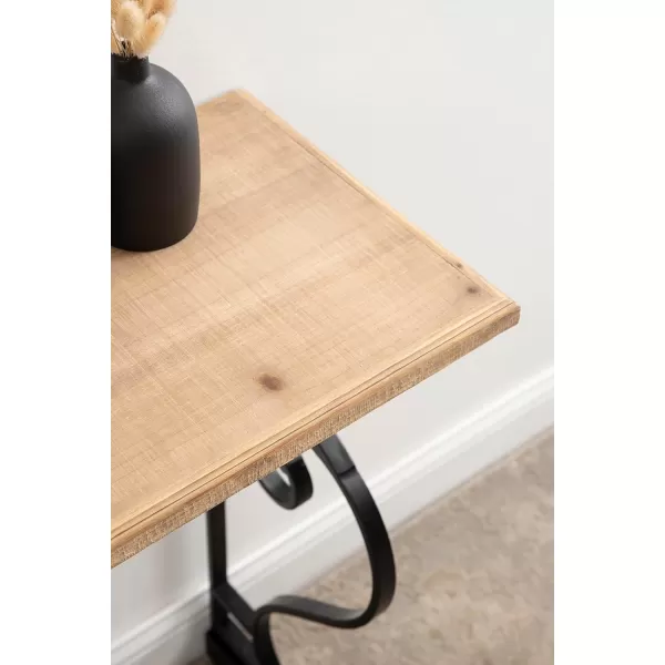 imageKate and Laurel Wyldwood Farmhouse Console Table with Ornate Spiral Metal Base and Solid Wood Tabletop 13x36x30 Black