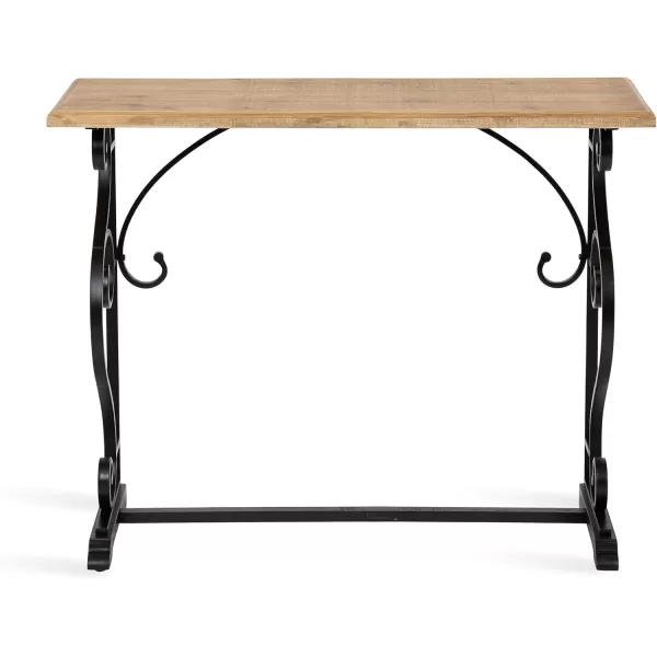imageKate and Laurel Wyldwood Farmhouse Console Table with Ornate Spiral Metal Base and Solid Wood Tabletop 13x36x30 Black