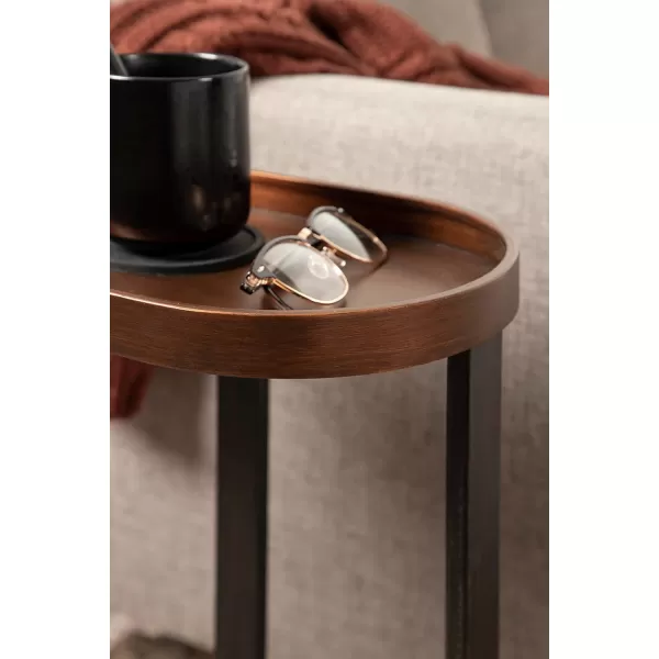 imageKate and Laurel Zabel Capsule Narrow Metal Side Table 17 x 9 x 24 Black Decorative Transitional Slim Rounded Oval End Table for Small Spaces and DisplayBlack