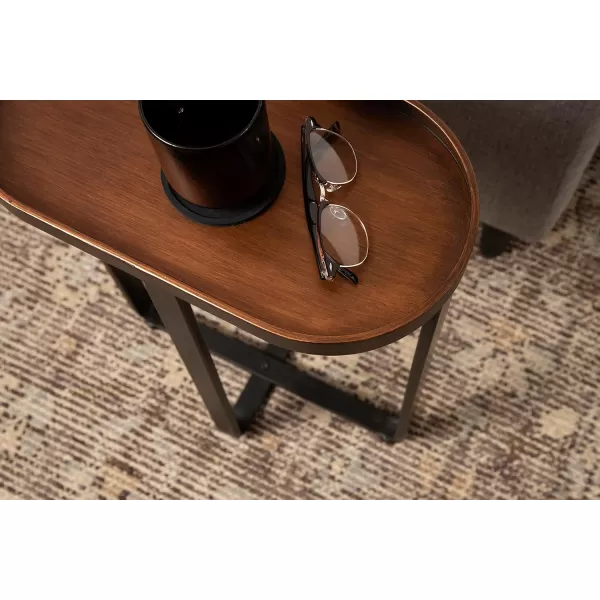 imageKate and Laurel Zabel Capsule Narrow Metal Side Table 17 x 9 x 24 Black Decorative Transitional Slim Rounded Oval End Table for Small Spaces and DisplayBlack