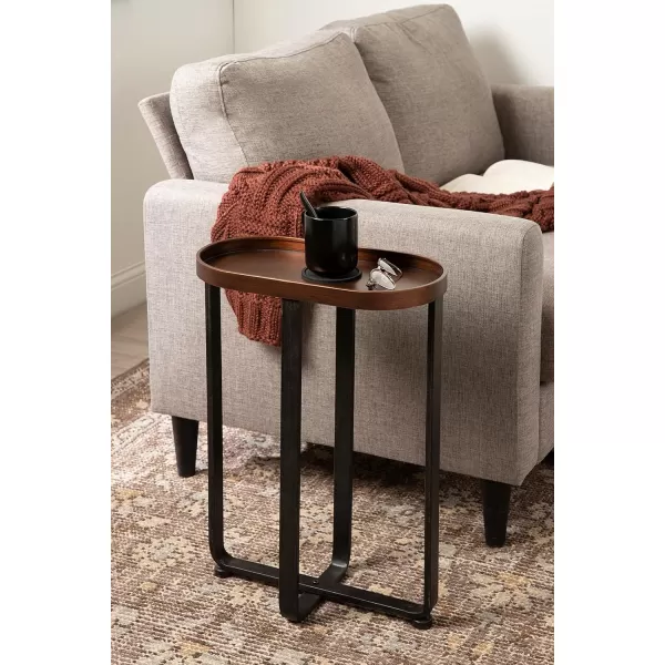 imageKate and Laurel Zabel Capsule Narrow Metal Side Table 17 x 9 x 24 Black Decorative Transitional Slim Rounded Oval End Table for Small Spaces and DisplayBlack