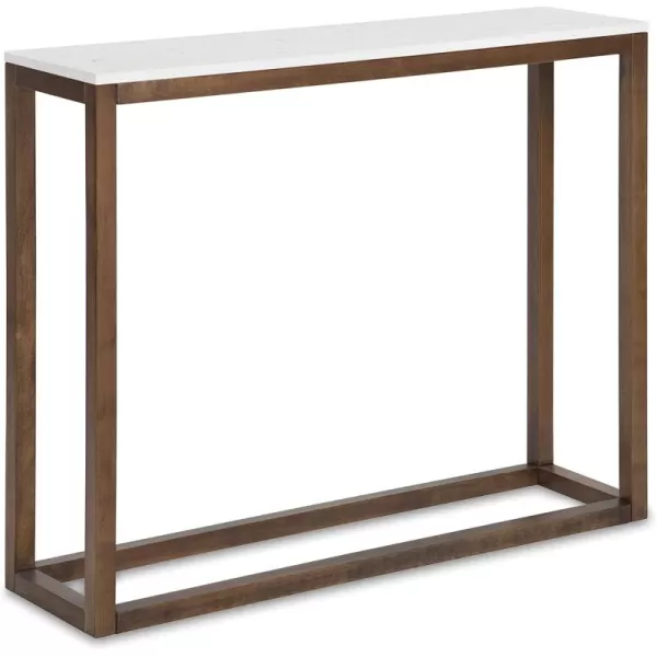 imageKate and Laurel Carmela Modern ManMade Marble Top Console Table with Wooden Base in Walnut Brown FinishWhiteWalnut Brown