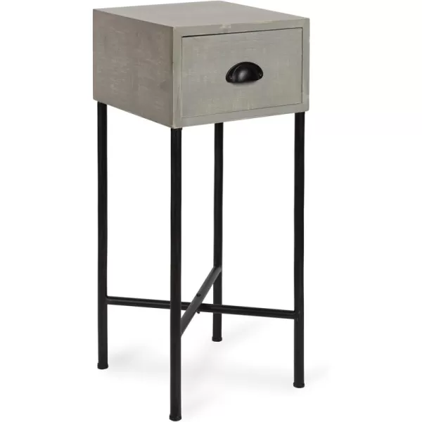 imageKate and Laurel Decklyn Wood Side Accent Table with Drawer Gray