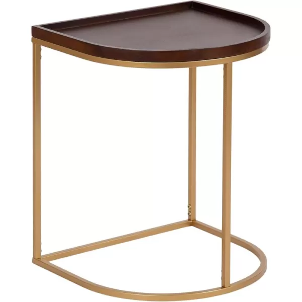 imageKate and Laurel Dorrah Modern HalfCircle Side Table 18 x 16 x 22 Black Contemporary HalfCapsule Living Room Table for Storage Organization and DisplayWalnut BrownGold