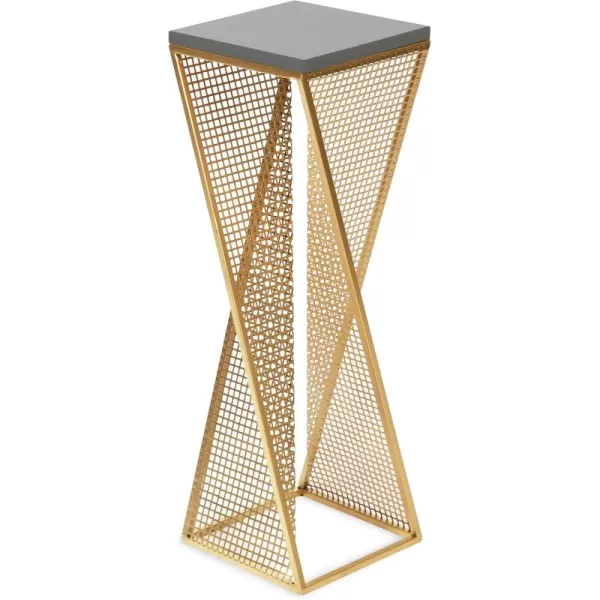 imageKate and Laurel Elita Midcentury Cocktail Table 10 x 10 x 30 Rustic Gray and Gold Decorative Modern Pedestal Tea Table for Hosting Display and StorageGraySatin Gold