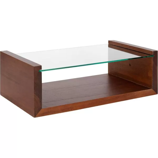 imageKate and Laurel Holt Midcentury Floating Shelf 18 x 10 Walnut Brown Sophisticated Glass and Storage Shelf for Storage and DisplayWalnut Brown