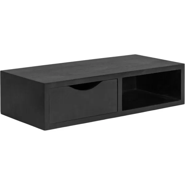 imageKate and Laurel Hutton Modern Mounted Floating Side Table Shelf with Pull Out Drawer for Storage or Decorative Display 22x10x6 BlackBlack