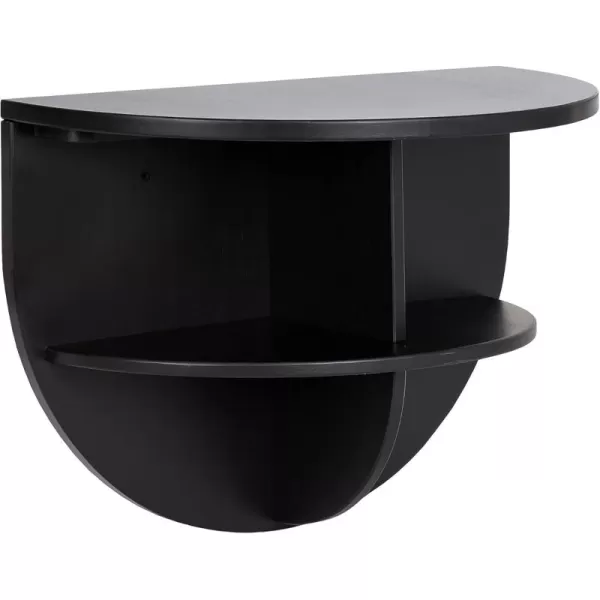 imageKate and Laurel Jalla Wooden Floating Side Table 18 x 10 x 14 Black Modern Wood WallMounted End Table with Shelves for Extra Storage and Added FunctionalityBlack