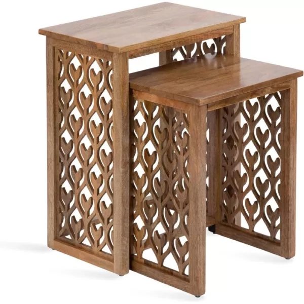 imageKate and Laurel Karni Natural Wooden Nesting Bedroom Nightstands for Home Decor 2 Piece