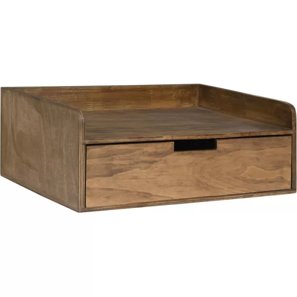 imageKate and Laurel Kitt Modern Floating Wall Shelf Side Table with Drawer 18quot x 12quot x 65quot BlackRustic Brown
