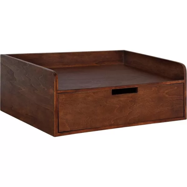 imageKate and Laurel Kitt Modern Floating Wall Shelf Side Table with Drawer 18quot x 12quot x 65quot BlackWalnut Brown