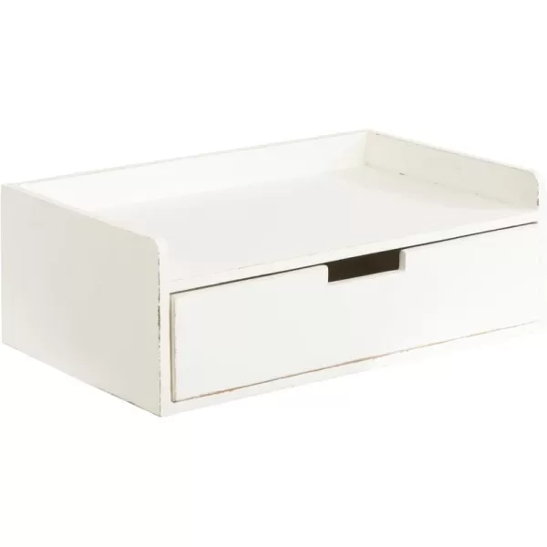 imageKate and Laurel Kitt Modern Floating Wall Shelf Side Table with Drawer 18quot x 12quot x 65quot BlackWhite
