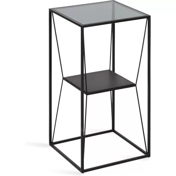 imageKate and Laurel Knight Metal Glass Side Table 12x12x24 Black