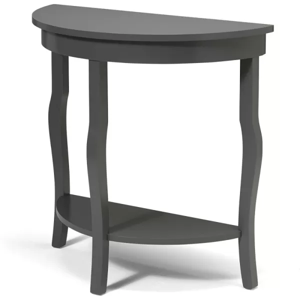 imageKate and Laurel Lillian Half Moon Wood Console Table with Curved Legs and Shelf Gray