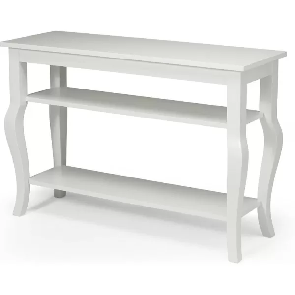 imageKate and Laurel Lillian Wood Console Table with Curved Legs and Two Shelves WhiteWhite