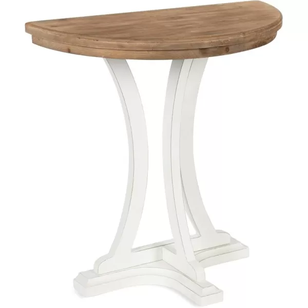 imageKate and Laurel Linsley Farmhouse Half Moon Console Table 30 x 15 x 31 Rustic Brown and White Charming Rustic Table for Storage and Display