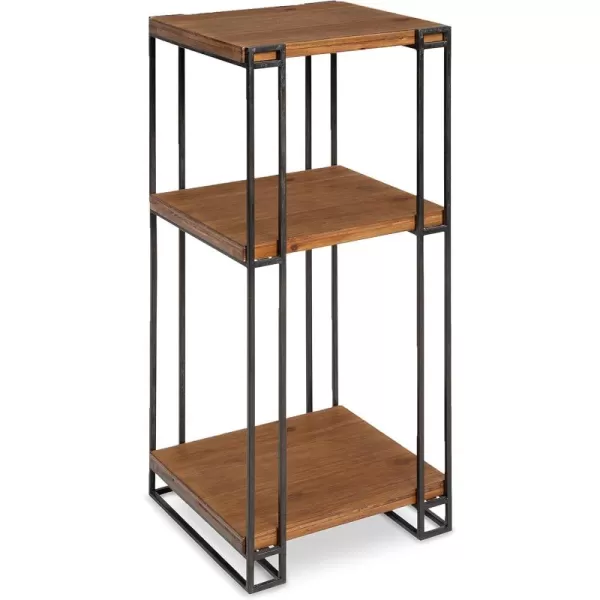 imageKate and Laurel Lintz Wood and Metal Plant Tea Table with Three Shelves Rustic Caramel Finish