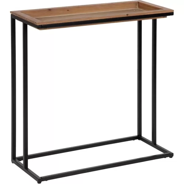 imageKate and Laurel Lockridge Modern Farmhouse Metal and Wooden Console Table with Removable Tray Top 28x13x31 Natural